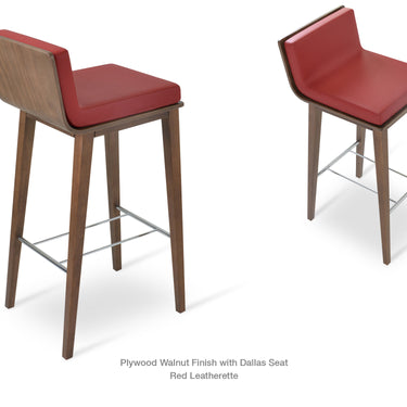 Dallas PL Wood Stools Leather by SohoConcept - New
