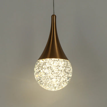 Dandelion 1-Light 3.9" Glam Glass-Brass Teardrop LED Pendant Light