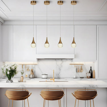 Dandelion 1-Light 3.9" Glam Glass-Brass Teardrop LED Pendant Light