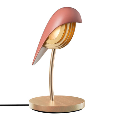 Daqiconcept Bird LED Dimmable Table Lamp - Burnt Brick BR01BBL on a modern white desk
