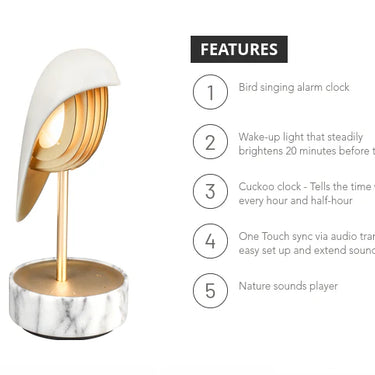Unique Alarm Clock with One-Touch Setup - Chirp Black Marble
