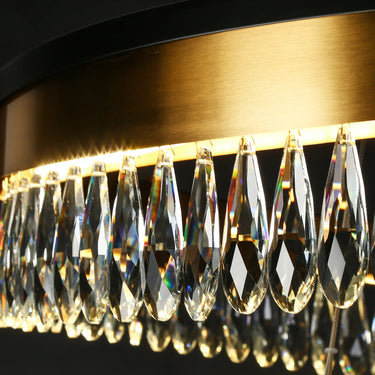 Modern Brass 2-Tiered Chandelier: 31.5" Delphinium with Crystal Accents & LED
