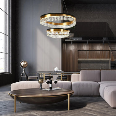 Crystal & Brass Chandelier, 31.5", Delphinium Collection - Dimmable LED