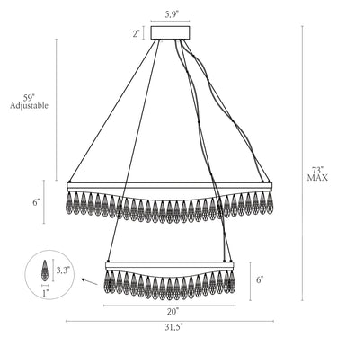Delphinium LED Chandelier, 2-Tiered, Brass Finish, Crystal Accents 