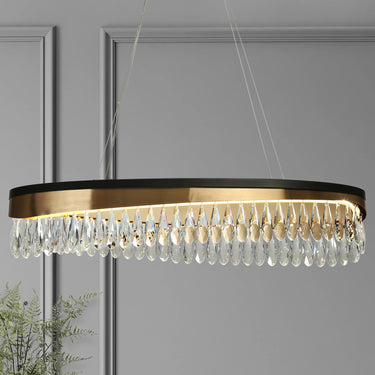 Delphiniumt - 31.5" Brass LED Drum Chandelier - Modern Glam Lighting
