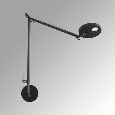 Minimalist LED wall lamp by Artemide with tilt-and-swivel arm and 8ft range motion detector