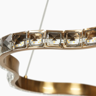 Sparkling crystal chandelier with warm brass finish