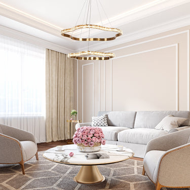 26-Inch Crystal Chandelier with Two Tiers  for Living Room