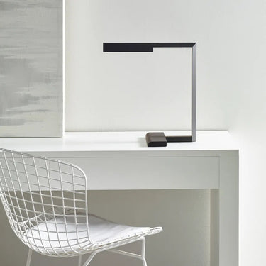 Modern black aluminum table lamp with 2700K LED light and dimming touch control