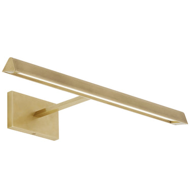 Dessau 18" LED art light, Natural Brass finish, dimmable wall mount for home gallery lighting.