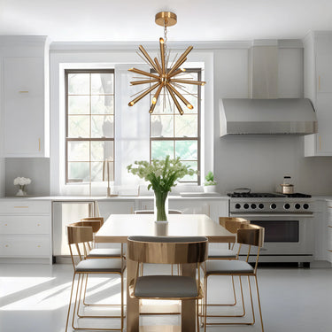 26 Inch Sputnik Light Fixture in Brass Finish - Kitchen Lighting