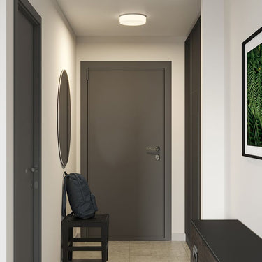 Commercial-grade flush mount LED fixture with acrylic diffuser