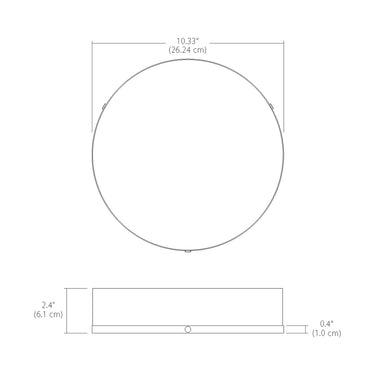 10-inch round ceiling light with frosted acrylic diffuser line drawing