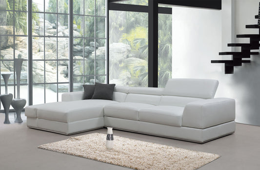 Divani Casa Pella Mini Modern White Leather Left Facing Sectional Sofa Alt01