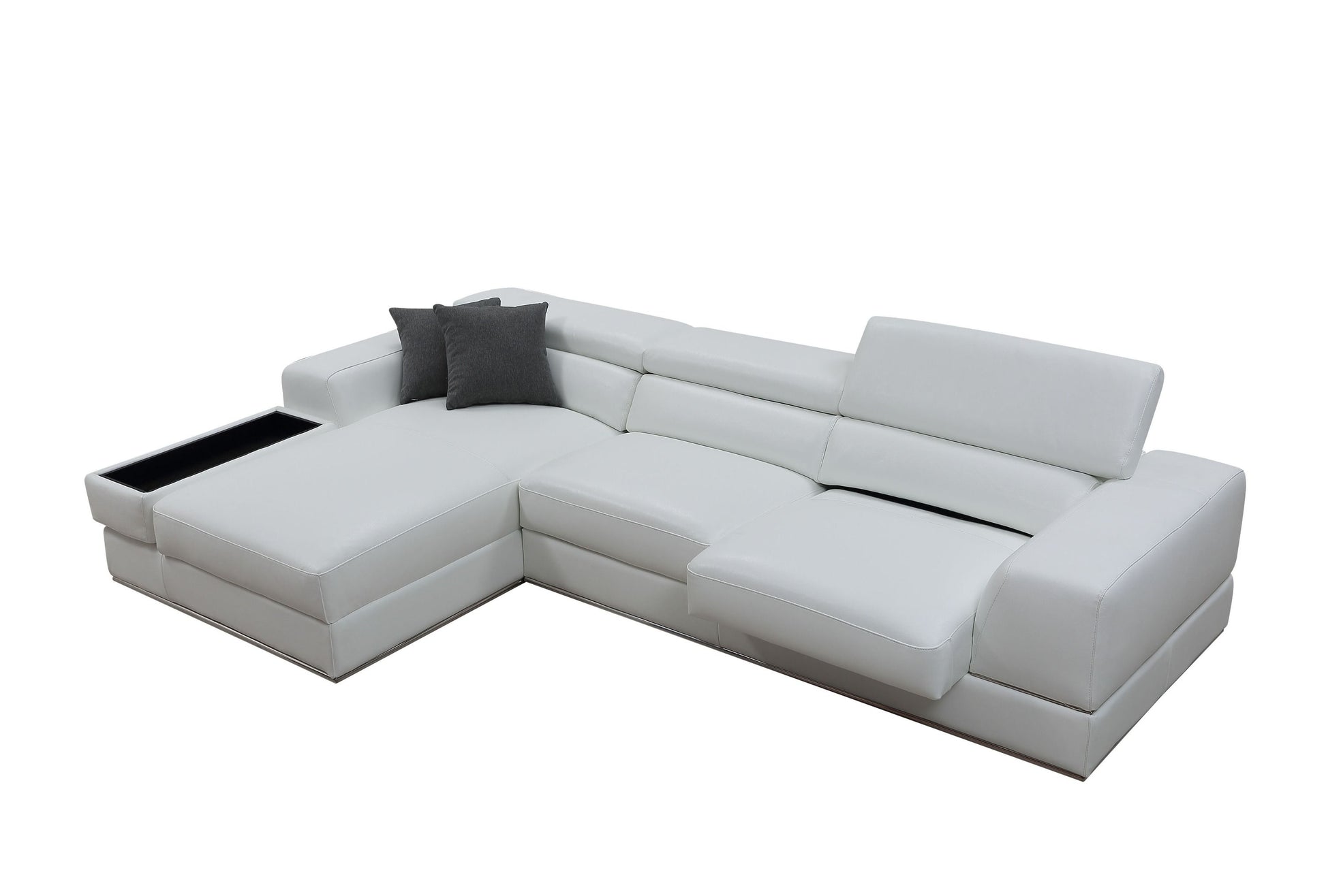 Divani Casa Pella Mini Modern White Leather Left Facing Sectional Sofa Alt02