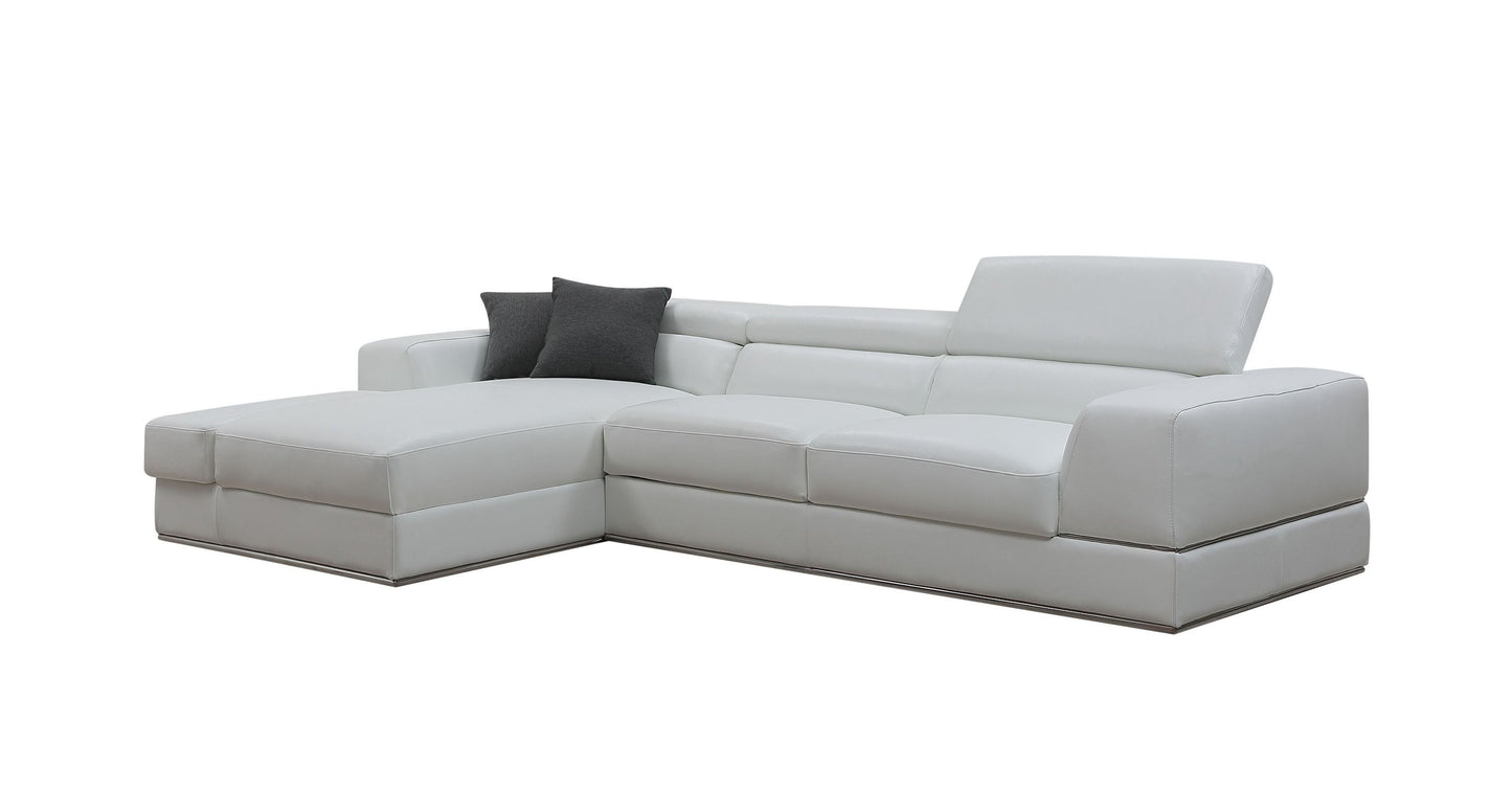 Divani Casa Pella Mini Modern White Leather Left Facing Sectional Sofa Alt04
