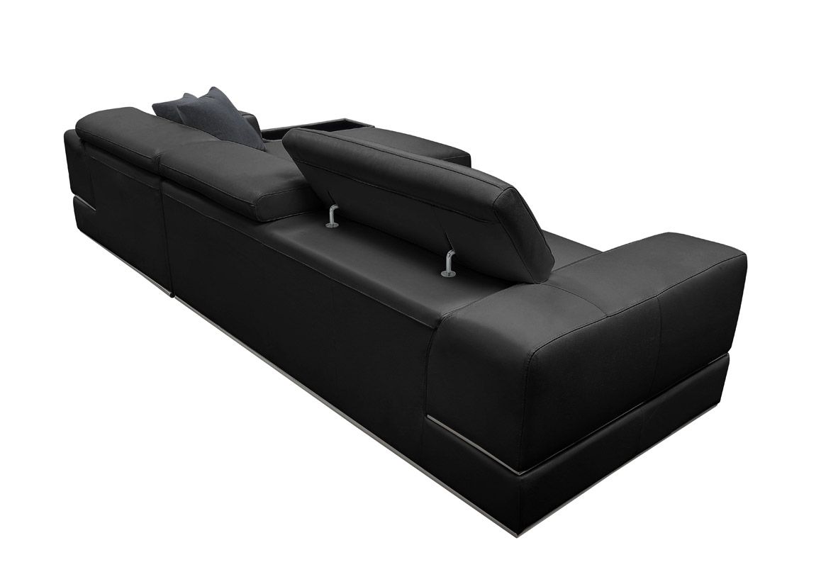 Divani Casa Pella Mini Modern Black Leather Right Facing Sectional Sofa Alt03