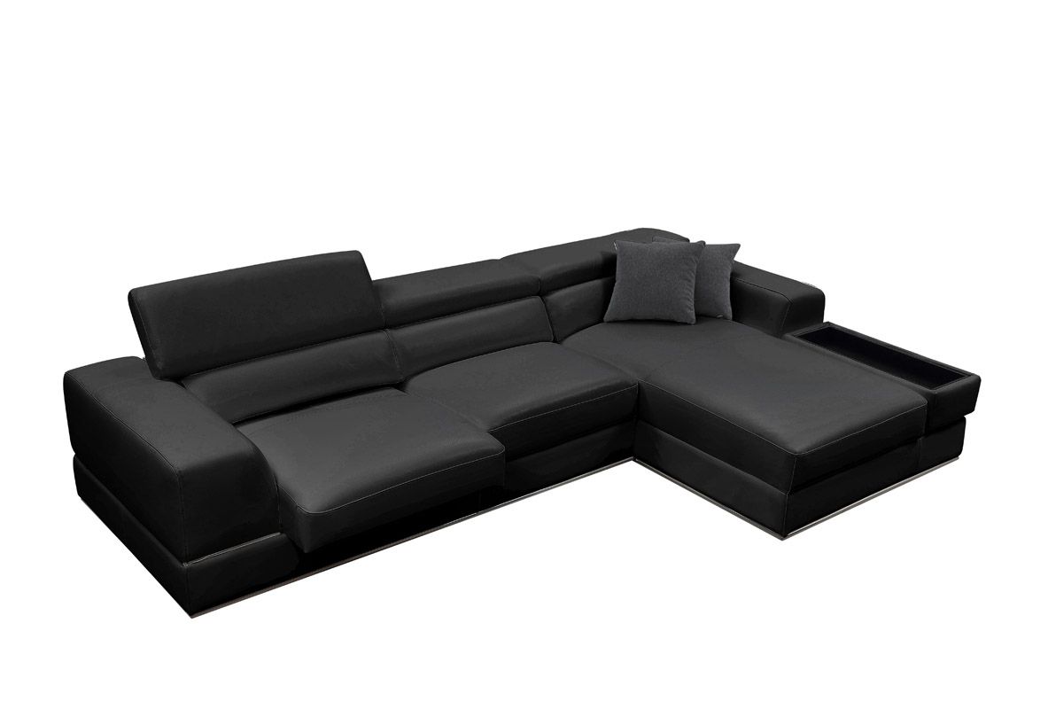 Divani Casa Pella Mini Modern Black Leather Right Facing Sectional Sofa Alt04