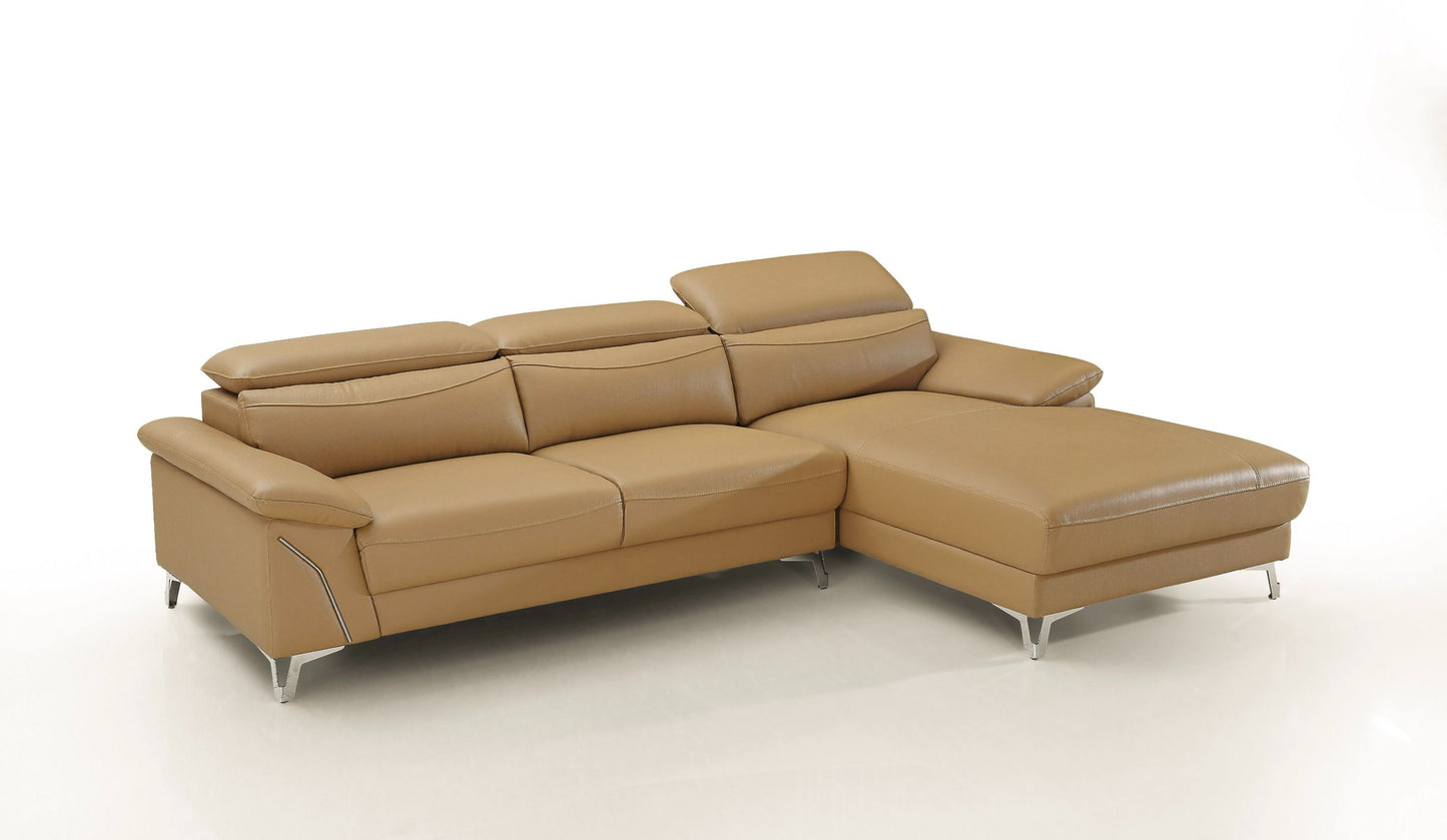 Divani Casa Sura Modern Camel Leather Right Facing Sectional Sofa | Loftmodern 1