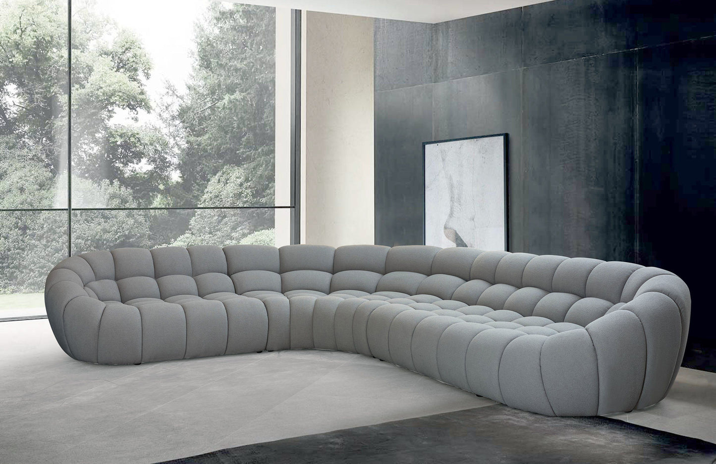 Divani Casa Yolonda Grey Curved Sectional Sofa Alt 01