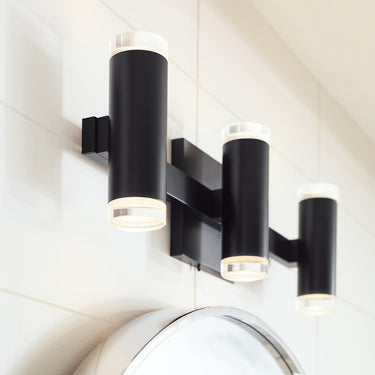Matte black modern 3-light LED fixture for bathroom, high CRI 90 - Batroom Application