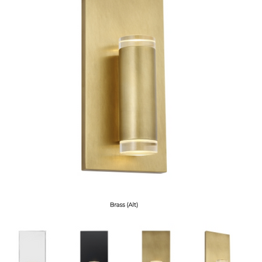 Cylindrical Glass Shade Wall Light, Dobson II, 12.5 Watt LED, Dimmable - Brass and Black