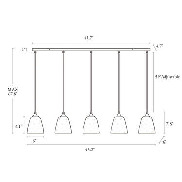 Dolohovstrout 45" 5-Light Brass Suspension Light