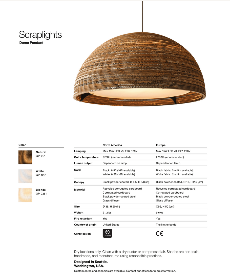 Warm Glow Pendant Lighting: Graypants Dome Scraplights
