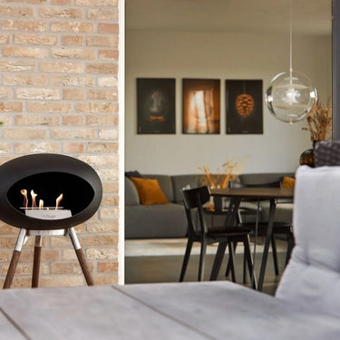 Le Feu Dome Black Ground Steel High bioethanol fireplace