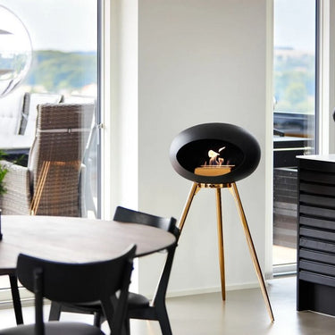 Stylish Dome Black Ground Steel High Fireplace by Le Feu
