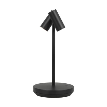 Black Doppia Rechargeable Table Lamp: 3-Step Touch Dimmer Portable Accent Light
