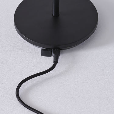 Black Doppia Short Accent Lamp: Portable Battery-Powered Light for Nightstands
