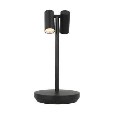 Visual Comfort Modern Doppia Lamp in Black: Rechargeable Accent Lighting for Small Spaces