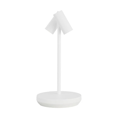 White Doppia LED Table Lamp: Rechargeable, Dimmable Accent Light for Mood Setting