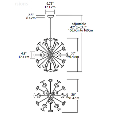 BlackJack Lighting Dot 36" Chandelier - Floor Model