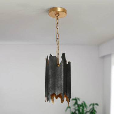 Dracaena Designer Pendant Lamp in Black and Gold, 7 inch 