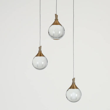 Dsenlupor 14-Inch 3-Light LED Globe Chandelier - Modern Brass Finish
