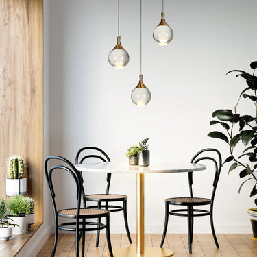 Brass Globe Cluster Chandelier - 14", 3-Light, LED, by Dsenlupor