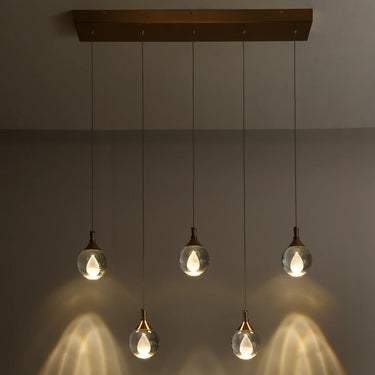 Modern Brass Pendant Light: Dsenlupor 30" 5-Light LED - Kitchen Island Lighting