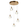 Mid-Century Modern 5-Light Brass Globe Chandelier (16.5") 