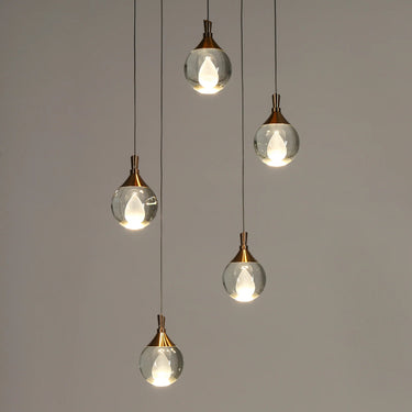 Sputnik Globe Chandelier, 5-Arm, Brass Finish, 16.5 inch 