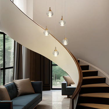 LED Globe Pendant Light, 5 Bulbs, Brass, 16.5 in, Dimmable 