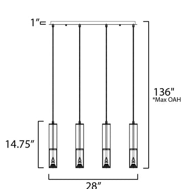 ET2 Torch LED 4-Light Linear Pendant Satin Brass