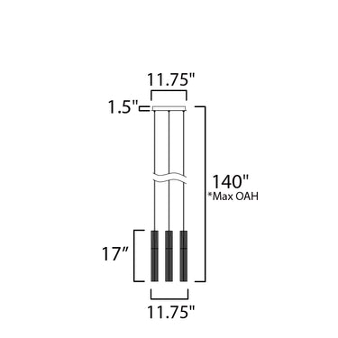 ET2 Reeds 3-Light LED Pendant Black