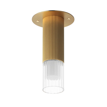 ET2 Reeds fluted aluminum flush mount, Flush Mount Gold, front view