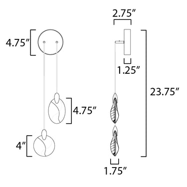 ET2 Pebble 2-Light Wall Sconce Black/Polished Gold