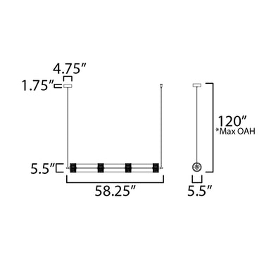 ET2 Elysian 4-Light LED Linear Pendant Natural Aged Brass