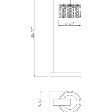 ET2 Elysian table lamp line drawing with dimensions