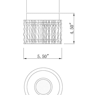 ET2 Elysian flush mount line drawing with dimensions