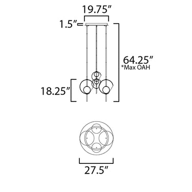 ET2 Martini 4-Light LED Pendant Natural Aged Brass